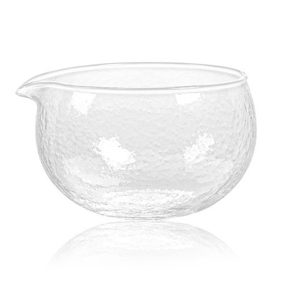 Textured Glass Matcha Bowl With Pouring Spout - Handmade Japanese Style Match...