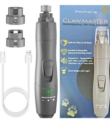 Primens Dog Nail Grinder with LED Light   Quiet 2-Speed Pet Nail Trimmer SEALED