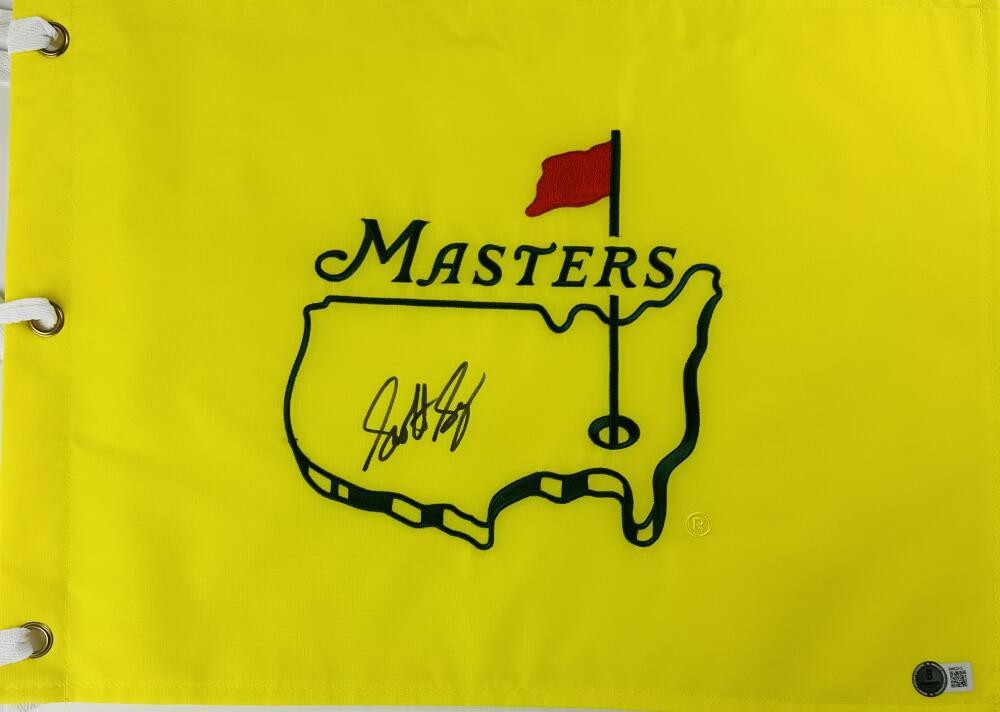 Scott Brown Autographed Signed SCOTTIE SCHEFFLER UNDATED AUGUSTA MASTERS GOLF PIN FLAG BAS 215 