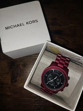 Michael Kors Men's Quartz Analog Date Wristwatch Black Dial Red Bracelet Box