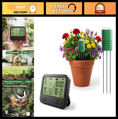 4-in-1 Soil Moisture Meter & Thermometer, Wireless Plant Water Tester, IPX5 Wate
