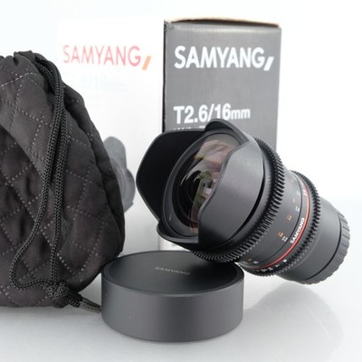 Samyang 16mm T2.6 ED AS UMC Ultraweitwinkel Cine Objektiv für Canon EF-M Mount