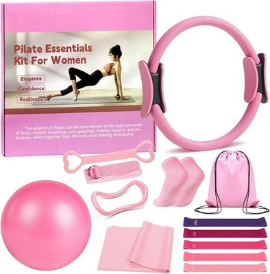 Pilates Ring 13 Piece Set,Pilates Kit for Women Exercise Equipment Accessorie...