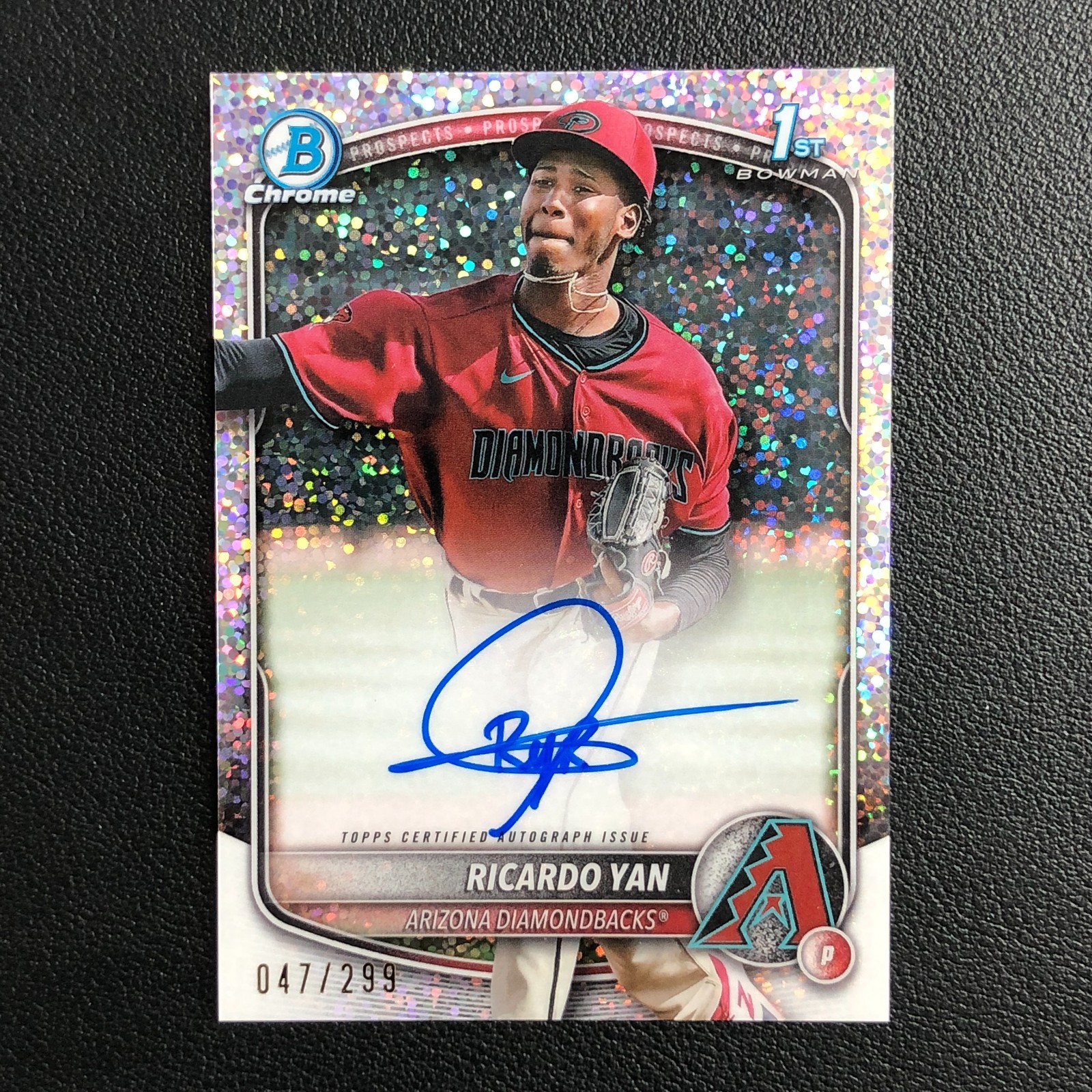 2025 Bowman Chrome Prospect On Card Auto Ricardo Yan 1st Speckle Refractor /299