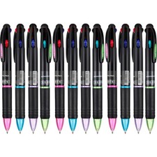 Retractable Ballpoint Pens Multicolor 12 Pack 4 Ink Colors
