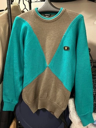 Vestopia Men's Oversized Knit Sweater M Green Brown Made in Japan - product listing photo