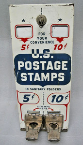 Vintage Metal US Mail Postage Stamps Vending Machine Dispenser 5&10 Cent Stamps