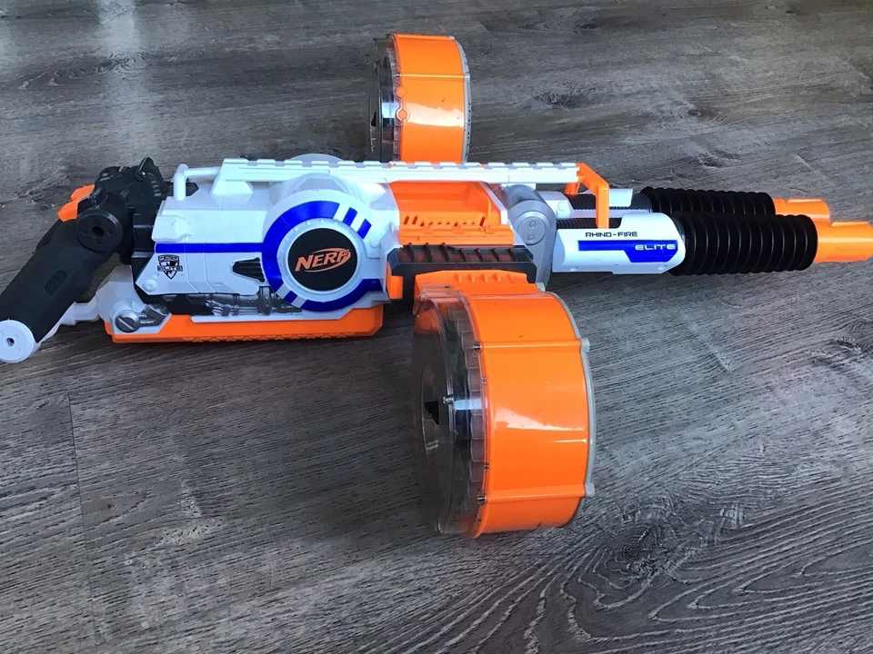 NERF N Strike Elite Rhino-Fire Blaster Completo con Revistas y Trípode FUNCIONA Foto 2 de 4