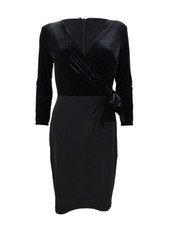 Lauren by Ralph Lauren Women's Tie Velvet Wrap Dress (0, Black)