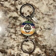 Coach Vintage Legacy Stripe Turnlock Valet Key Fob Charm 92529 