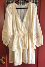 American Eagle Women's Cream Embroidered Long Sleeve Mini Dress Size L NWOT