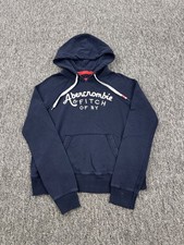 Abercrombie  Fitch Hoodie Women Medium Navy Fleece Crop Pullover Sweatshirt Vtg