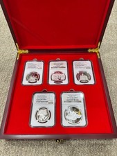 Wooden 5 NGC-Coin Display  Storage Box Case   Premium Collector Coin Holder NGC