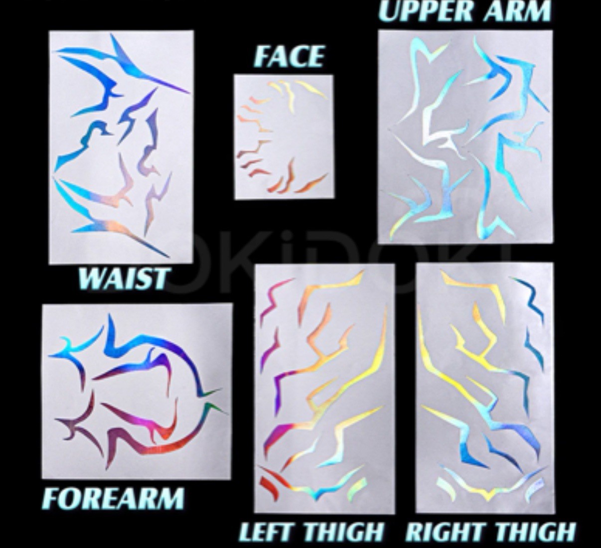 Kpop Demon Hunters Rumi Holographic Patterns Temporary tattoos Makeup (7 Pieces)