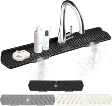 Kitchen Sink Splash Guard 30" Silicone Faucet Mat Countertop Drying Pad Black