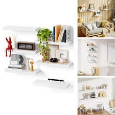 Bellsal White Engineered Wood Wall Shelf Set of 6, 16" Floating Shelves