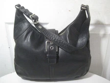 Vintage Coach Hampton Black Leather #  F11197 Hobo bag .