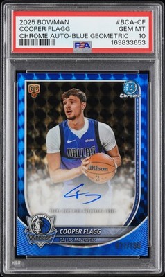 Cooper Flagg 2025 Bowman Chrome Blue Geometric Rookie RC AUTO PSA 10 #D 071/150