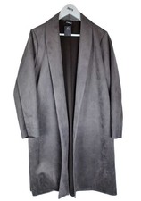 NEW Dreams Womens Longline Open Jacket Size Medium Grey Suedette Tagged £59
