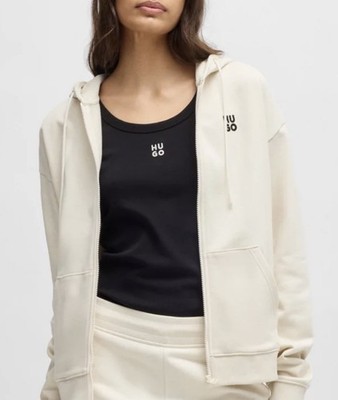 Hugo Boss Cotton Terry Zip-Up Hoodie With Stacked Logo Embroidery