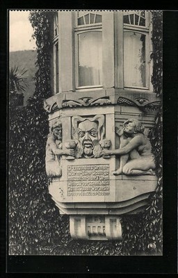 AK Traben-Trarbach /Mosel, Hotel Clauss-Feist, Turm mit Figuren und Inschrift 