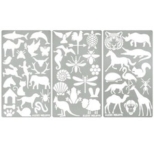 3 PCS No.43 Small Metal Stencils Woodland Animals Cat Dog Fox Lizard