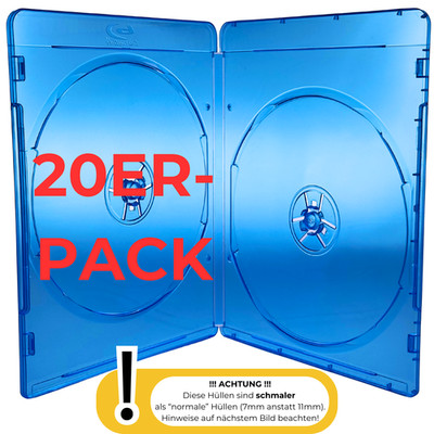 20 Blu-ray Leerhüllen 7mm slim für je 2 BD CD DVD blau Hülle Box Case Leerbox