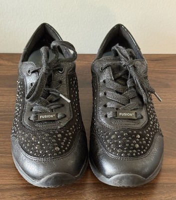Ara Fusion4 Dynergy Low Top Lace Up Womens Sneakers Black  Rhinestones Sz 6