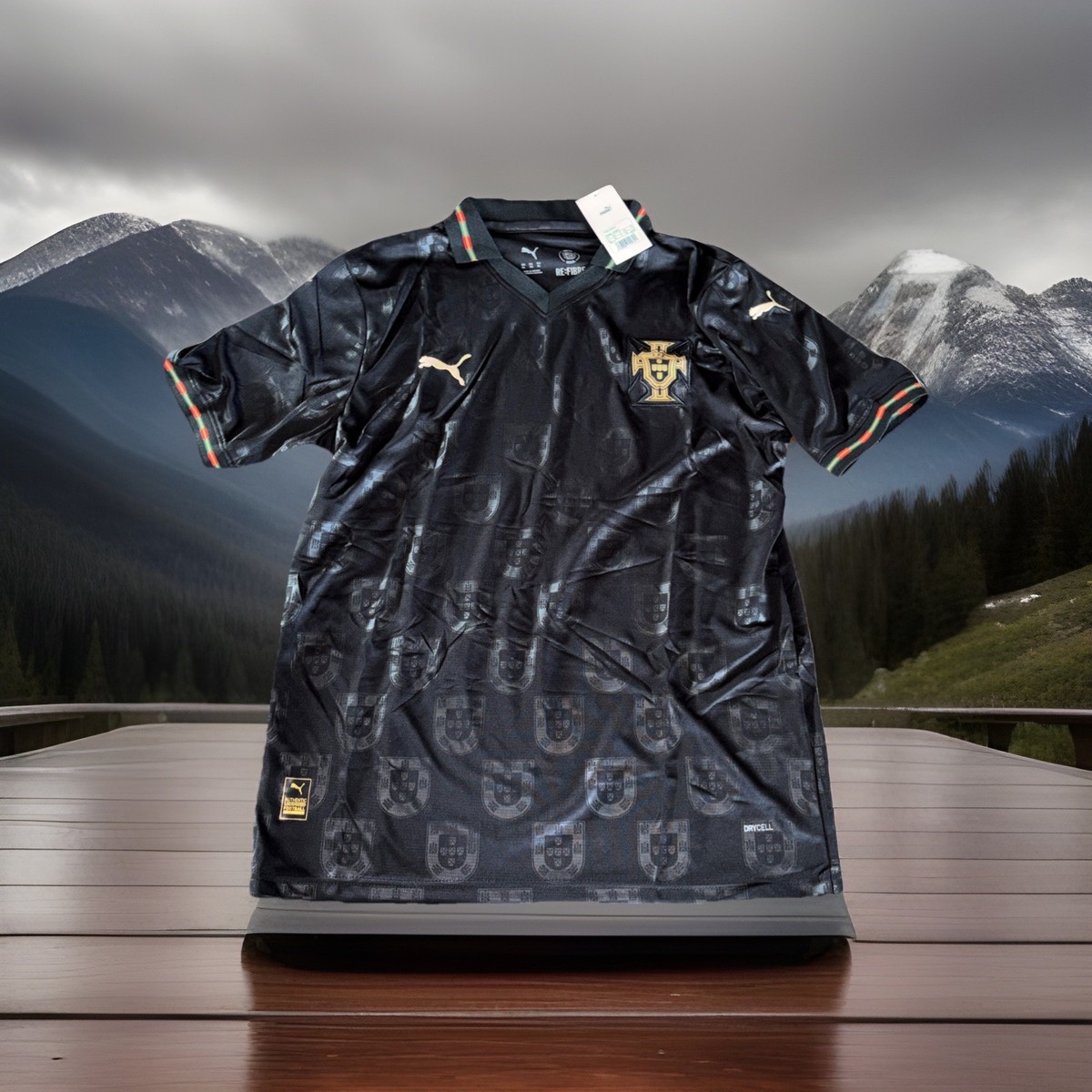 Puma Portugal Soccer Jersey, Black, Men's XL, Black Panther