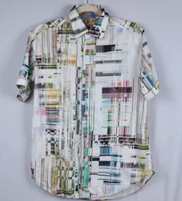 Robert Graham Paracels Classic Fit Mens Short Sleeve Button Front Small NWOT