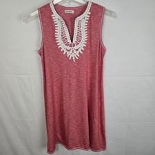 Max Studio Sleeveless Heathered Red Knit Dress M Medium Crochet Neckline