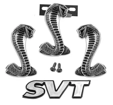 1994-2004 Mustang Cobra Snake  Chrome 4pc Fender Grill Trunk SVT Emblems