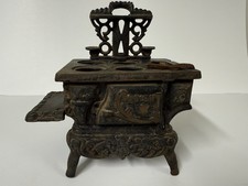 Cresent Vintage Cast Iron Wood Stove Miniature Salesman Sample. Parts Missing.