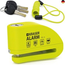 KRASER KR6Y Bremsscheibenschloss mit Alarm 110 dB, Verst&auml;rkt, 3 Schl&uuml;ssel (2 E