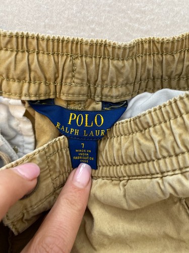 Polo Ralph Lauren Jogger Pants Unisex Size 7 Khaki Elastic Waist Zip Pocket - Picture 8 of 11