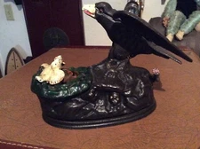 Vintage book of knowledge eaglets mechanical coin bank original reproduction