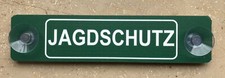 ALU-Schild mit Saugnapf: JAGDSCHUTZ 5x20cm, Jagdschild fürs Auto