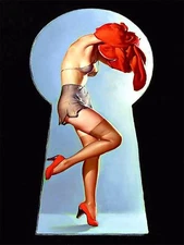 Vintage Pin-up  Elvgren Peek a View High Quality Metal Magnet 3 x 4 inches 9524