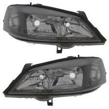 Headlights Vauxhall Astra G Mk4 Sxi 1998-2004 Black Inner Headlamps Left & Right