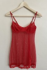 Victorias Secret Y2K Vintage Stretch Lace Babydoll Nightie Slip Lingerie Sz 34C