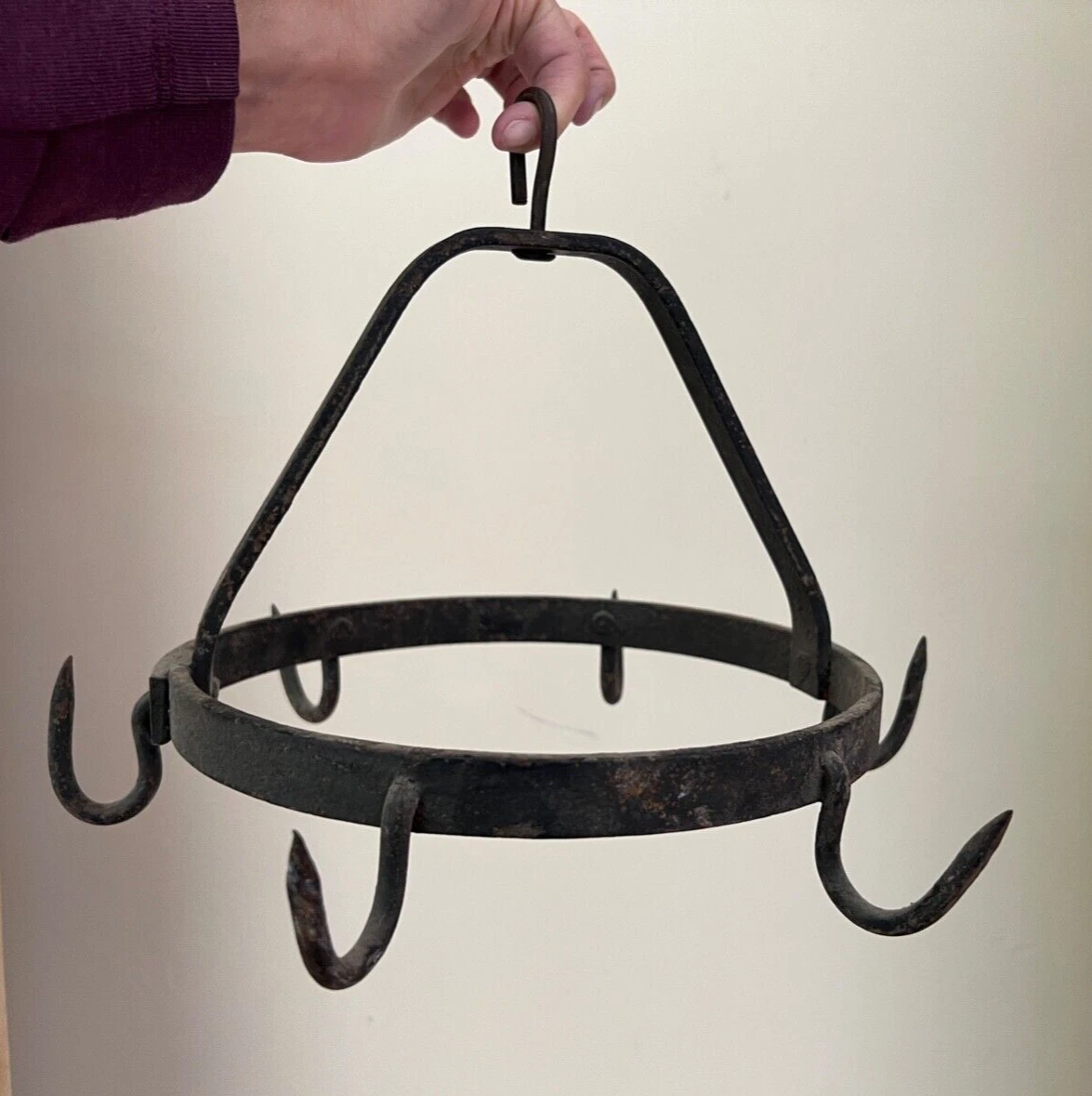 Hand Forged Cast Iron Pot Skillet Rack Hanger 