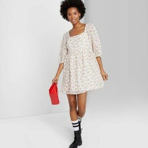 square neck chiffon dress