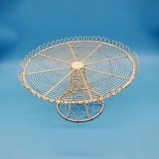 Distressed White Metal Wire Cake Stand Farmhouse Decor
