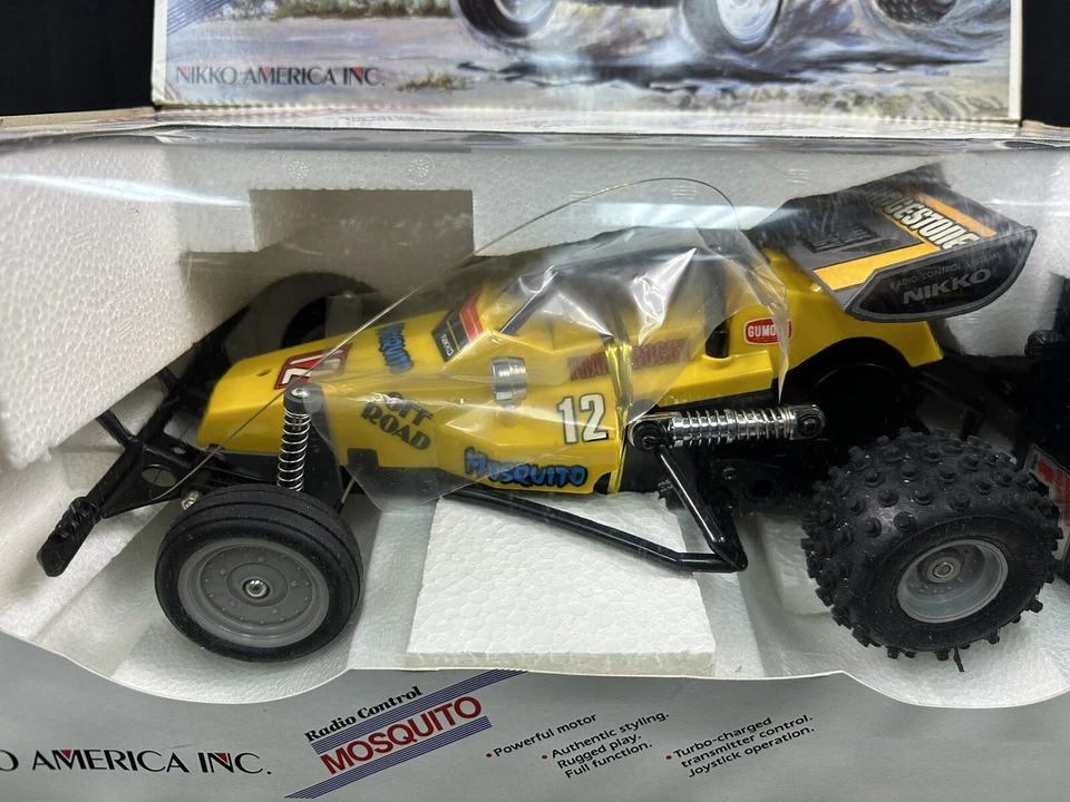 RARE NEW IN BOX NIKKO MOSQUITO Frame Buggy RC Car 1985 1/14 Scale #14084 Yellow - Image 3 of 4