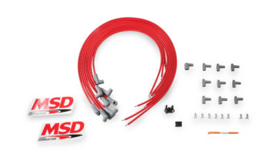 MSD Super Conductor Spark Plug Wire Set Red 90° Plug/90° Boot For Universal V8