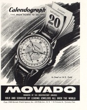 1948 Movado Watch: Calendograph 20 Vintage Print Ad