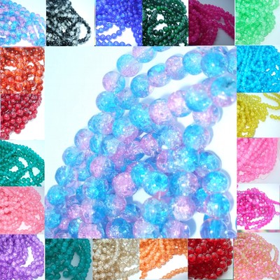 100 x 8 mm RUNDE GLAS KNISTERN PERLEN 33 VERSCHIEDENE FARBEN VERFÜGBAR UK VERKÄUFER B11