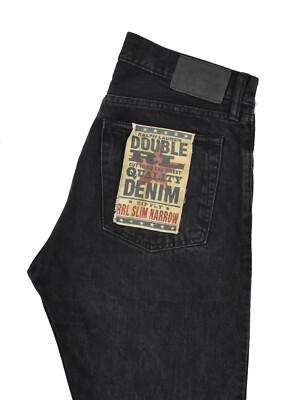 Ralph Lauren RRL Black Wash Slim Narrow Zip Fly Jeans New
