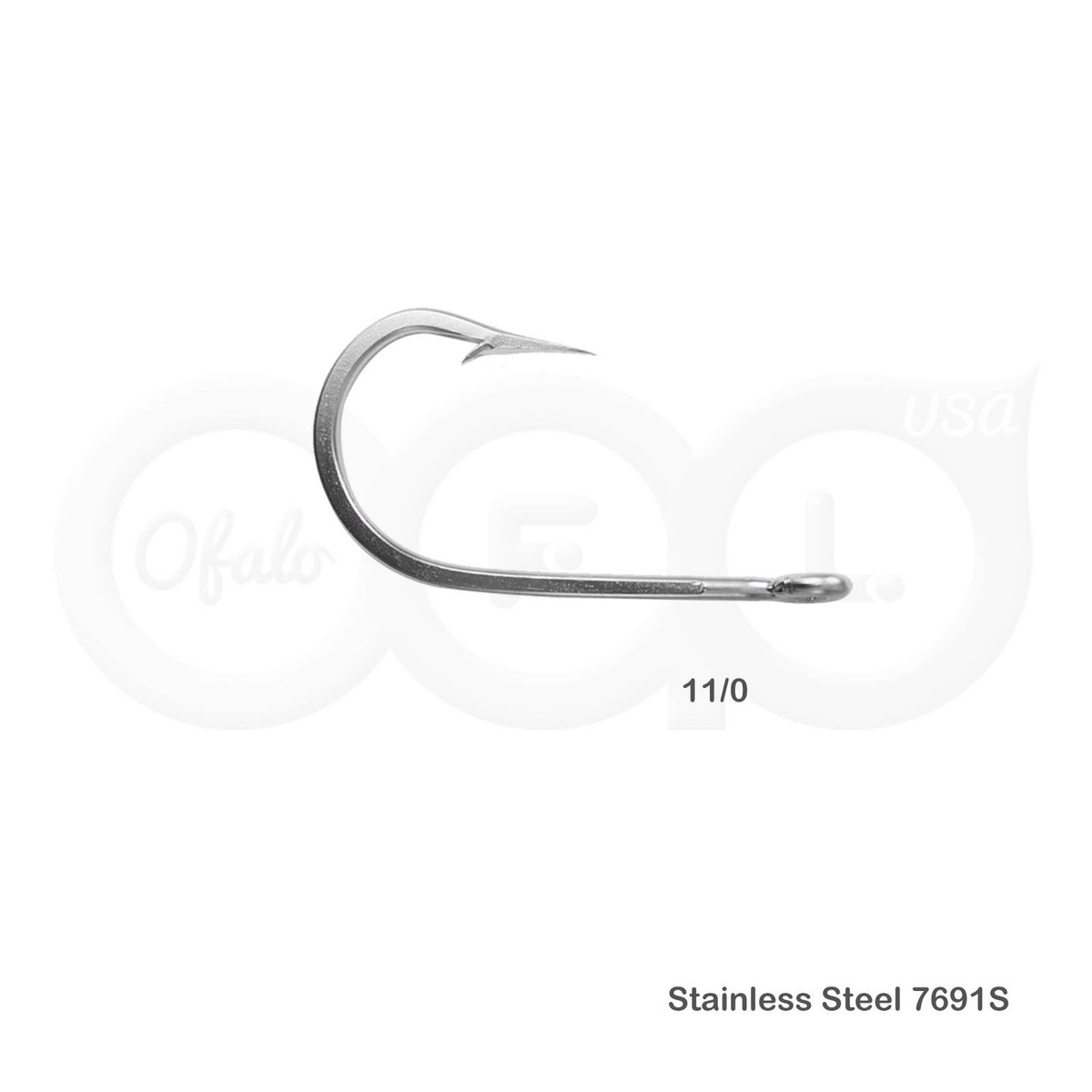 5pcs Size 11/0 Fishing 7691S Stainless Steel Hook Big Game