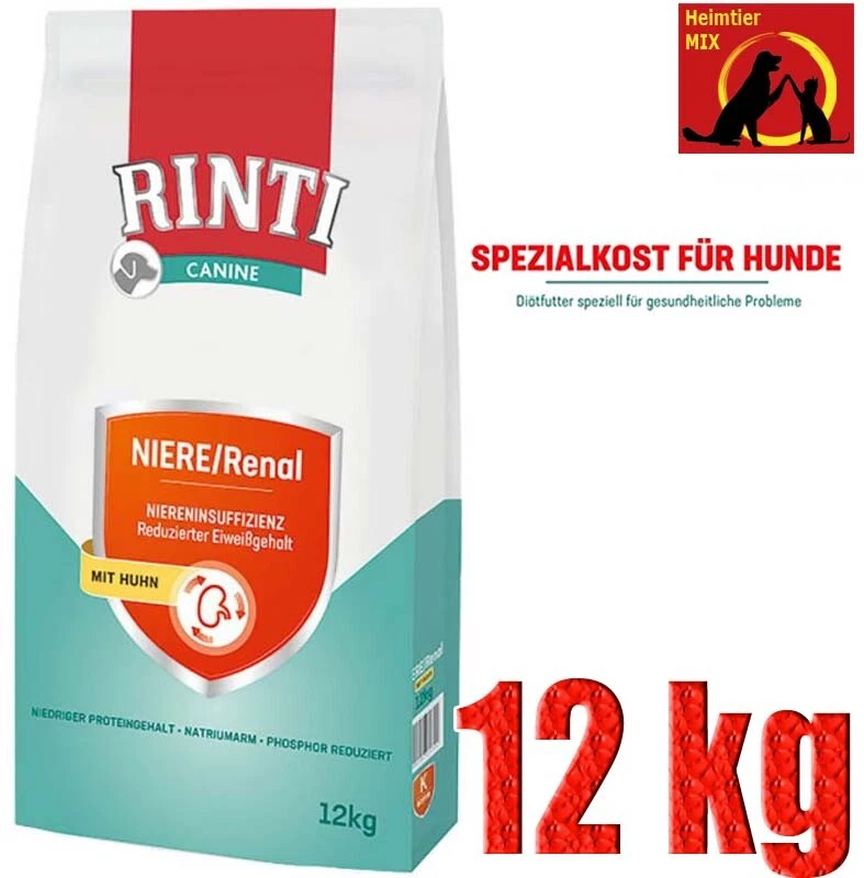 Rinti Canine Niere Renal Huhn 12 kg Hundefutter Trockenfutter Niereninsuffizienz